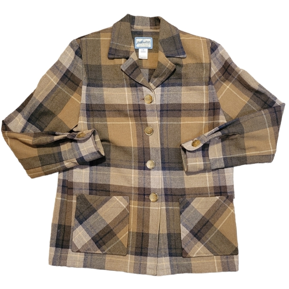 Pendleton 49er Wool Chore Coat Retro Plaid Jacket Shacket Women's Small